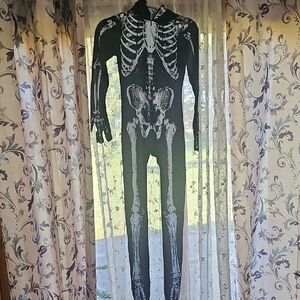 Skeleton Print Women's Costume with See thru Hood